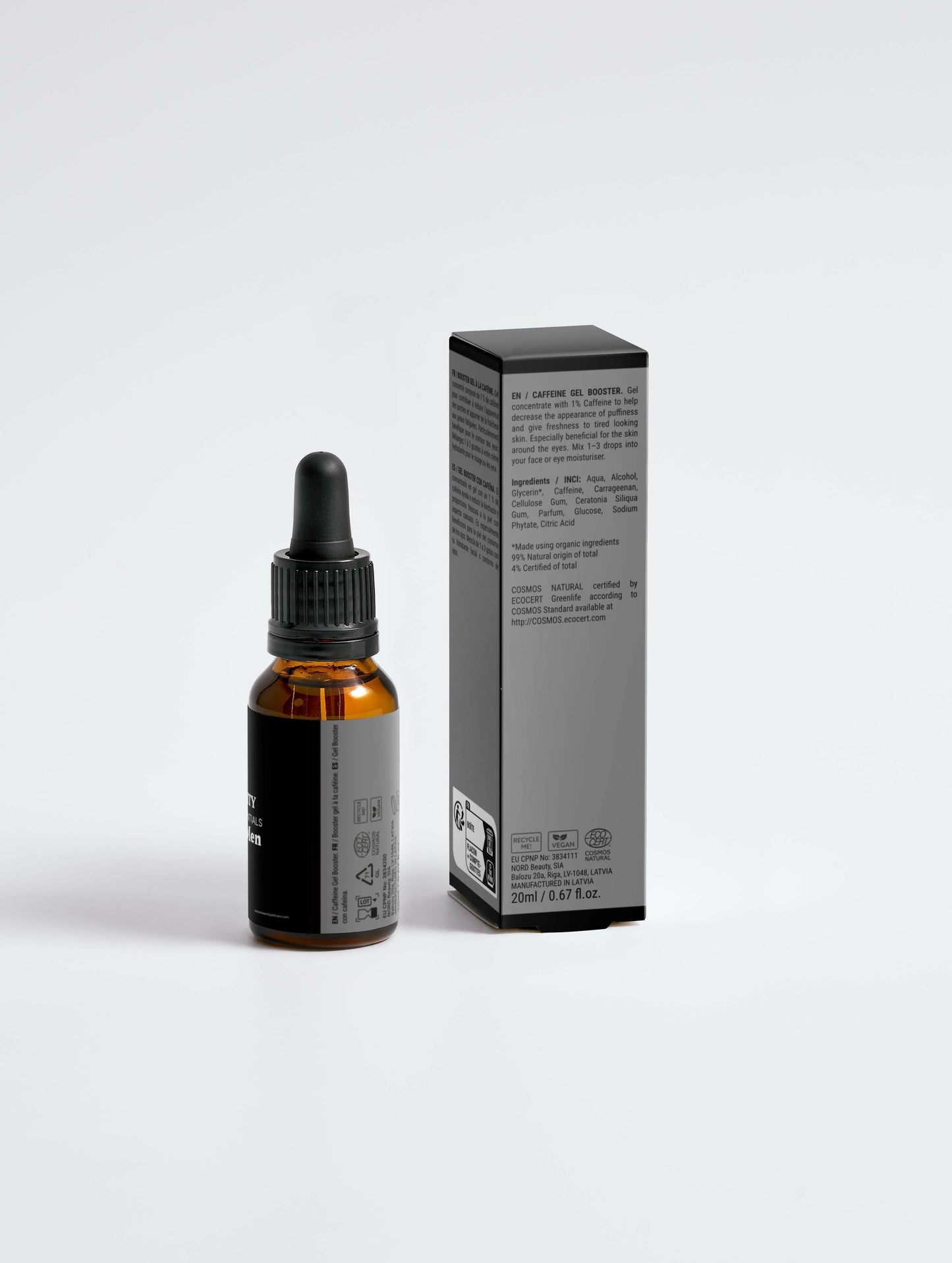 Revitalizing Caffeine Gel Booster for Tired, Puffy Men’s Skin.
